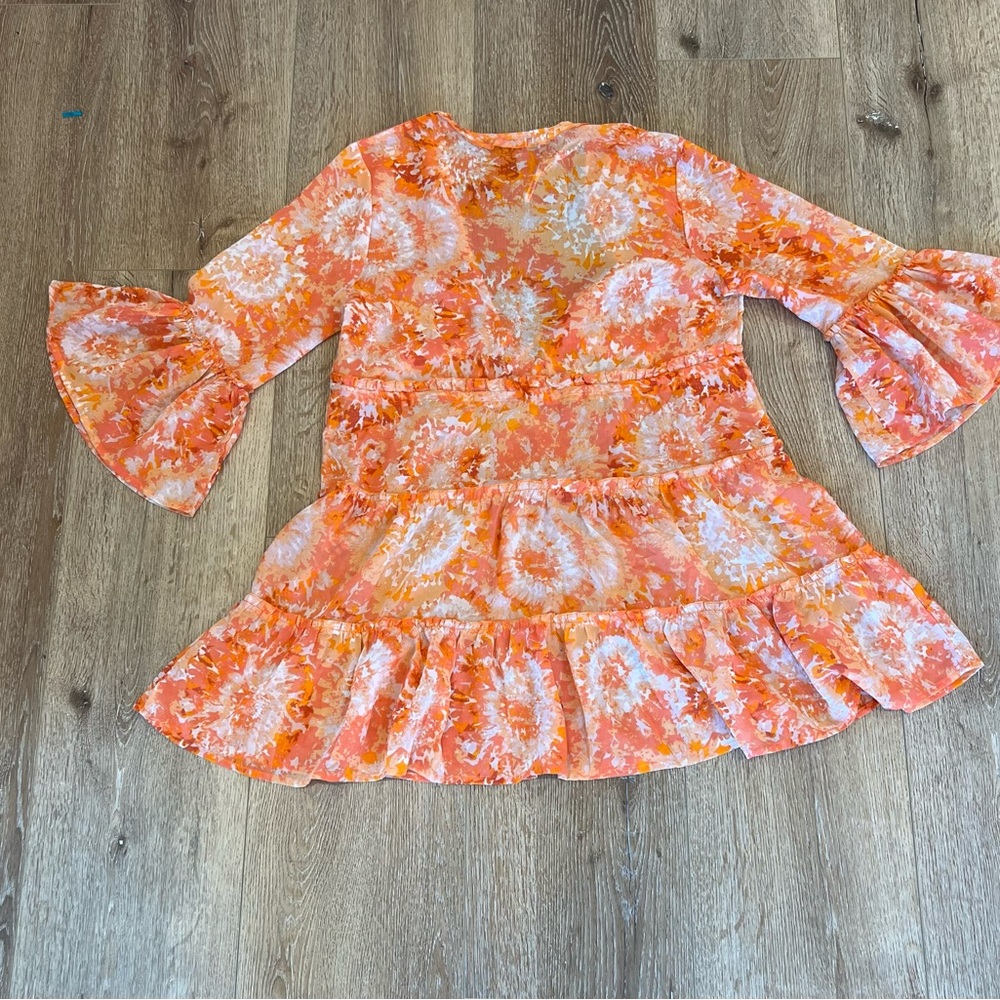 Stunning Orange Floral Bathing Suit Cover Up
